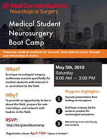 Weill Cornell neurosurgery - medical student neurosurgery boot camp 2018 Weill Cornell neurosurgery - medical student neurosurgery boot camp 2018