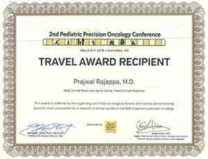 Prajwal Rajappa MD Weill Cornell Travel Award
