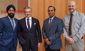 Dr. Hartl (second from left) directs the Weill Cornell Medicine Center for Comprehensive Spine Care along with co-directors Dr. Ricky Singh (rehabilitation medicine), Dr. Neel Mehta (pain management) and Dr. Josh Weaver (neurology) Dr. Hartl (second from left) directs the Weill Cornell Medicine Center for Comprehensive Spine Care along with co-directors Dr. Ricky Singh (rehabilitation medicine), Dr. Neel Mehta (pain management) and Dr. Josh Weaver (neurology)