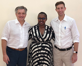 Dr. Roger Hartl, Dr. Beverly Cheserem, and Dr. Scott Zuckerman in Tanzania