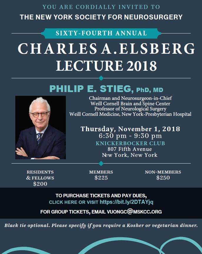 Dr. Stieg Delivers 2018 Elsberg Lecture