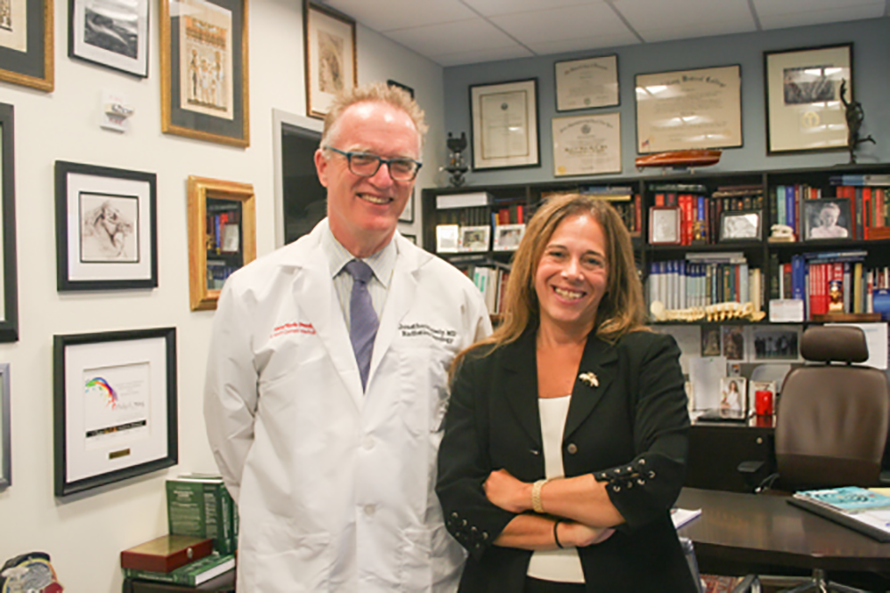 Radiation oncologist Jonathan Knisely with neurosurgeon/neuro-oncologist Susan Pannullo; the two wor