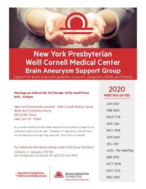2020 Brain Aneurysm Support Group Meeting Dates