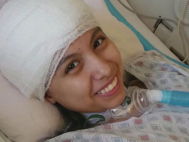 Karina Escalante in the hospital