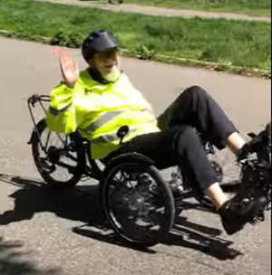 Back in the park after brain tumor surgery, Smoky hits the hill on his lowrider