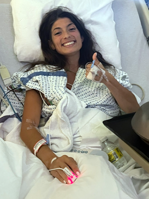 Jamie in recovery after her surgery